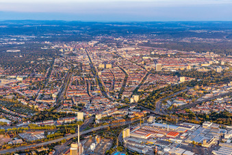 Vue aérienne de Quartier Mühlburg in Karlsruhe dans le département Bade-Wurtemberg, Allemagne