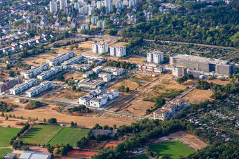 Parc technologique Karlsruhe à le quartier Rintheim in Karlsruhe dans le département Bade-Wurtemberg, Allemagne vue du ciel