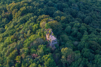 Enregistrement par drone de Ruines du château de Neukastel à Leinsweiler dans le département Rhénanie-Palatinat, Allemagne