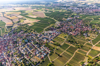 Vue aérienne de Les villes viticoles du nord à le quartier Schweigen in Schweigen-Rechtenbach dans le département Rhénanie-Palatinat, Allemagne