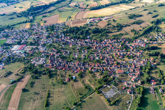 Preuschdorf dans le département Bas Rhin, France depuis l'avion