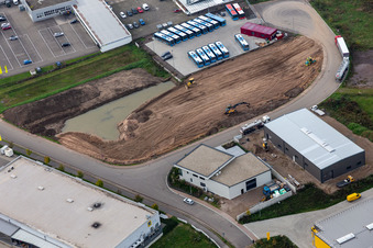 Zone commerciale de la Lauterburger Straße à Kandel dans le département Rhénanie-Palatinat, Allemagne vue d'en haut