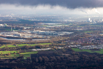 Zone industrielle d'Oberwald à Wörth am Rhein dans le département Rhénanie-Palatinat, Allemagne depuis l'avion