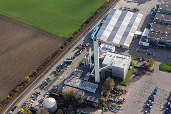 Vue aérienne de Centrale électrique de Daimer Truck AG à Wörth am Rhein dans le département Rhénanie-Palatinat, Allemagne