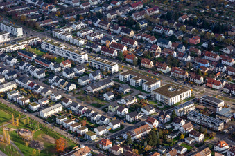 Photographie aérienne de Rue des Sudètes à le quartier Knielingen in Karlsruhe dans le département Bade-Wurtemberg, Allemagne