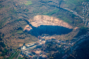 Vue aérienne de Carrière de Basalt AG à Albersweiler dans le département Rhénanie-Palatinat, Allemagne