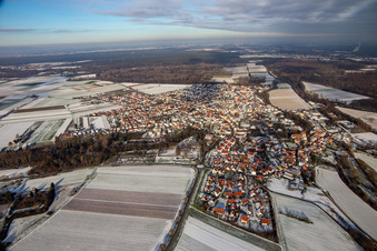 Photographie aérienne de En hiver quand il y a de la neige à Hördt dans le département Rhénanie-Palatinat, Allemagne