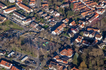 Vue aérienne de Défilé de carnaval au Bürgerpark à Jockgrim dans le département Rhénanie-Palatinat, Allemagne