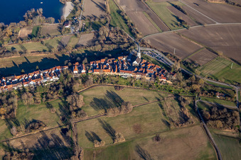 Vue aérienne de Saint Denys à Hinterstädel à Jockgrim dans le département Rhénanie-Palatinat, Allemagne