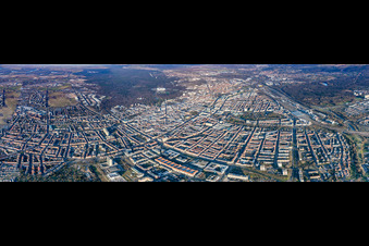 Vue aérienne de Panorama depuis le sud-ouest à le quartier Beiertheim-Bulach in Karlsruhe dans le département Bade-Wurtemberg, Allemagne