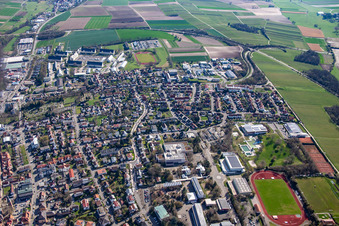 Vue aérienne de Gymnase du centre scolaire Alfred Grosser, Realschule plus et collège technique Bad Bergzabern à Bad Bergzabern dans le département Rhénanie-Palatinat, Allemagne