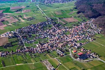 Vue aérienne de Du nord-est à Oberotterbach dans le département Rhénanie-Palatinat, Allemagne