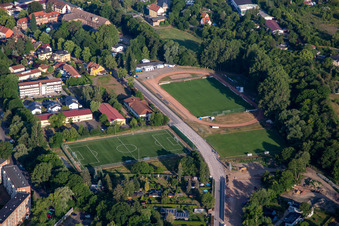 Vue aérienne de Zone de loisirs, de sports et de loisirs Lindenstraße, Quedlinburger Sportverein eV à Quedlinburg dans le département Saxe-Anhalt, Allemagne