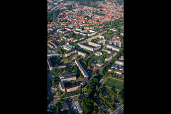 Vue aérienne de Immeubles d'appartements Birkenstr à Quedlinburg dans le département Saxe-Anhalt, Allemagne