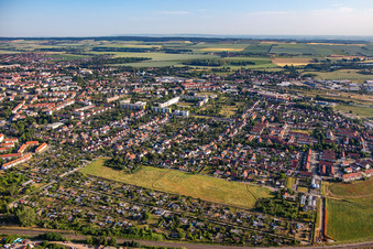 Vue aérienne de Association de jardinage associé Dr. Schreber eV à Halberstadt dans le département Saxe-Anhalt, Allemagne