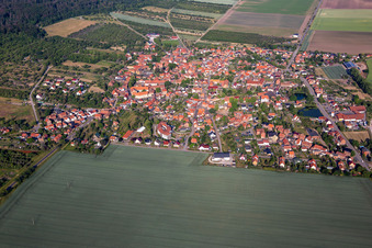 Vue aérienne de Dingelstedt sur Huy depuis l'est à le quartier Dingelstedt am Huy in Huy dans le département Saxe-Anhalt, Allemagne