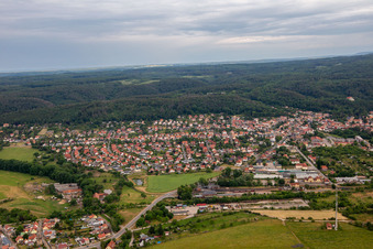 Vue aérienne de Gare Gernrode à le quartier Gernrode in Quedlinburg dans le département Saxe-Anhalt, Allemagne