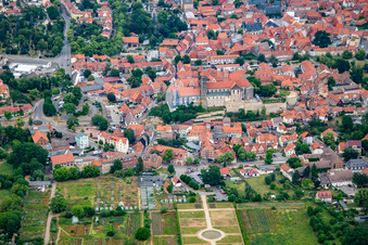 Vue aérienne de Collégiale Saint-Servais à Quedlinburg dans le département Saxe-Anhalt, Allemagne