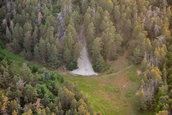 Vue aérienne de Rocher Oracle, Kucksburg à le quartier Timmenrode in Blankenburg dans le département Saxe-Anhalt, Allemagne
