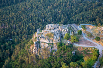 Vue oblique de Château et forteresse de Regenstein à Blankenburg dans le département Saxe-Anhalt, Allemagne