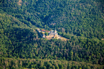 Vue aérienne de Château Falkenstein (Harz) à le quartier Pansfelde in Falkenstein dans le département Saxe-Anhalt, Allemagne