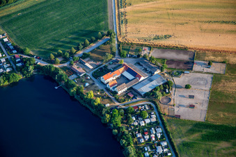 Vue aérienne de Gut Thomashof - Camping et pension pour chevaux Fischer à Steinhäuserwühlsee à Speyer dans le département Rhénanie-Palatinat, Allemagne