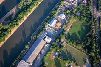 Vue aérienne de Cirque pour enfants et jeunes Paletti eV à le quartier Neckarstadt-Ost in Mannheim dans le département Bade-Wurtemberg, Allemagne