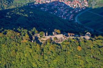 Photographie aérienne de Ruines du château de Madenburg vues de l'ouest à Eschbach dans le département Rhénanie-Palatinat, Allemagne