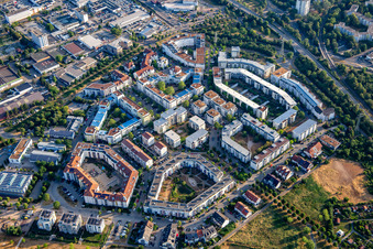 Vue oblique de Bague Ida Dehmel à le quartier Käfertal in Mannheim dans le département Bade-Wurtemberg, Allemagne