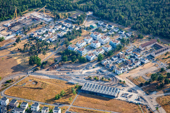 Vue aérienne de Boucle de retournement du tramway à George Sullivan Ring à le quartier Käfertal in Mannheim dans le département Bade-Wurtemberg, Allemagne