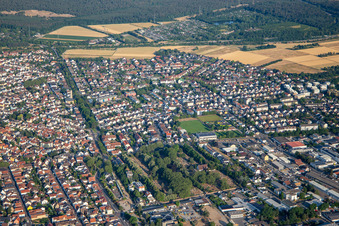 Vue aérienne de Rue Wormser à Viernheim dans le département Hesse, Allemagne