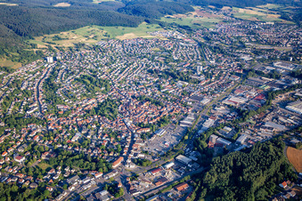 Vue aérienne de Du nord-est à le quartier Stockheim in Michelstadt dans le département Hesse, Allemagne
