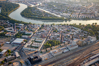 Vue aérienne de Rue Lindenhof à le quartier Lindenhof in Mannheim dans le département Bade-Wurtemberg, Allemagne