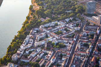 Quartier Lindenhof in Mannheim dans le département Bade-Wurtemberg, Allemagne depuis l'avion