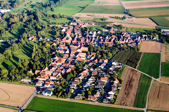 Vue aérienne de Du nord-ouest à le quartier Mühlhofen in Billigheim-Ingenheim dans le département Rhénanie-Palatinat, Allemagne
