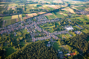Vue aérienne de Du sud à le quartier Schaidt in Wörth am Rhein dans le département Rhénanie-Palatinat, Allemagne