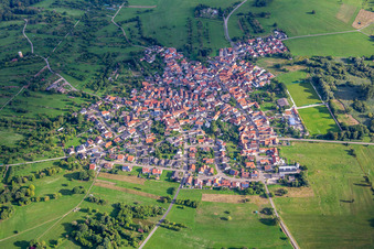Vue aérienne de Du sud à le quartier Büchelberg in Wörth am Rhein dans le département Rhénanie-Palatinat, Allemagne