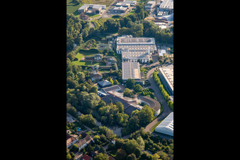 Vue aérienne de Groupe Zimmer Im Salmenkopf à le quartier Freistett in Rheinau dans le département Bade-Wurtemberg, Allemagne
