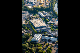 Vue aérienne de Brunner GmbH à le quartier Freistett in Rheinau dans le département Bade-Wurtemberg, Allemagne