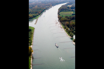 Photographie aérienne de Rhin à le quartier Daxlanden in Karlsruhe dans le département Bade-Wurtemberg, Allemagne