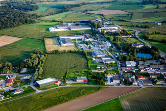 Vue aérienne de Zone industrielle de Krafft à Erstein dans le département Bas Rhin, France