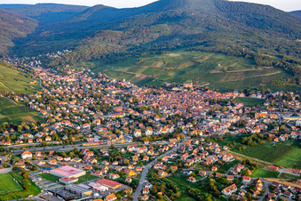 Vue aérienne de Gare vue de l'est à Barr dans le département Bas Rhin, France