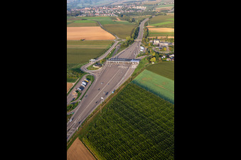 Station de péage autoroute A4 Hochfelden Sanef Service à Schwindratzheim dans le département Bas Rhin, France d'en haut