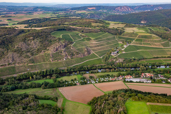 Vue aérienne de Camping Nahetal depuis le sud à Oberhausen an der Nahe dans le département Rhénanie-Palatinat, Allemagne