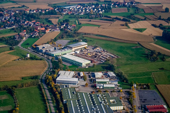 Vue aérienne de Ultra-Reflex et Primetal Technologies Allemagne à le quartier Legelshurst in Willstätt dans le département Bade-Wurtemberg, Allemagne