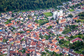 Vue aérienne de Moulin à café Hermann Frank eK à le quartier Neibsheim in Bretten dans le département Bade-Wurtemberg, Allemagne