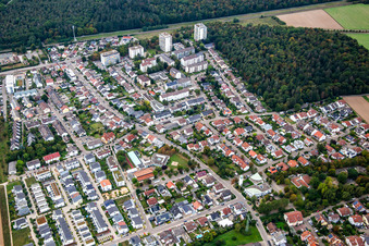 Vue oblique de Quartier Büchig in Stutensee dans le département Bade-Wurtemberg, Allemagne