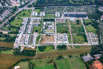 Image drone de Parc technologique Karlsruhe à le quartier Rintheim in Karlsruhe dans le département Bade-Wurtemberg, Allemagne