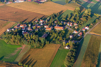 Vue aérienne de Geisberg à le quartier Altenstadt in Wissembourg dans le département Bas Rhin, France