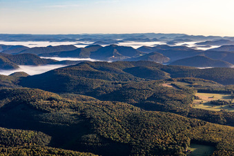 Vue aérienne de Wasgau du sud à Langensoultzbach dans le département Bas Rhin, France